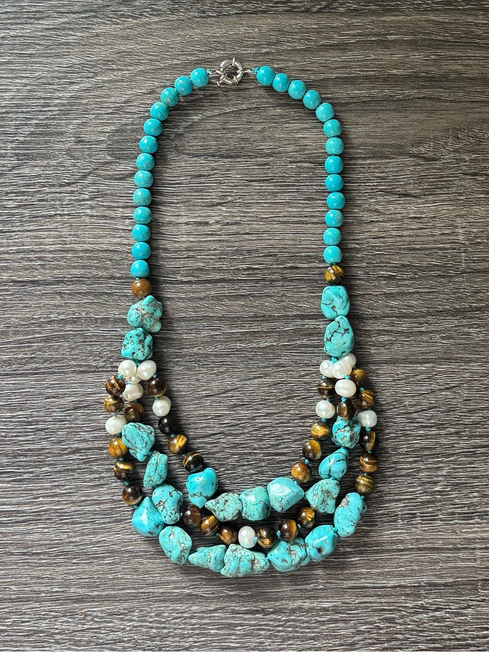 NWOT Tuckernuck Turquoise, Pearl, and Tiger’s Eye Necklace